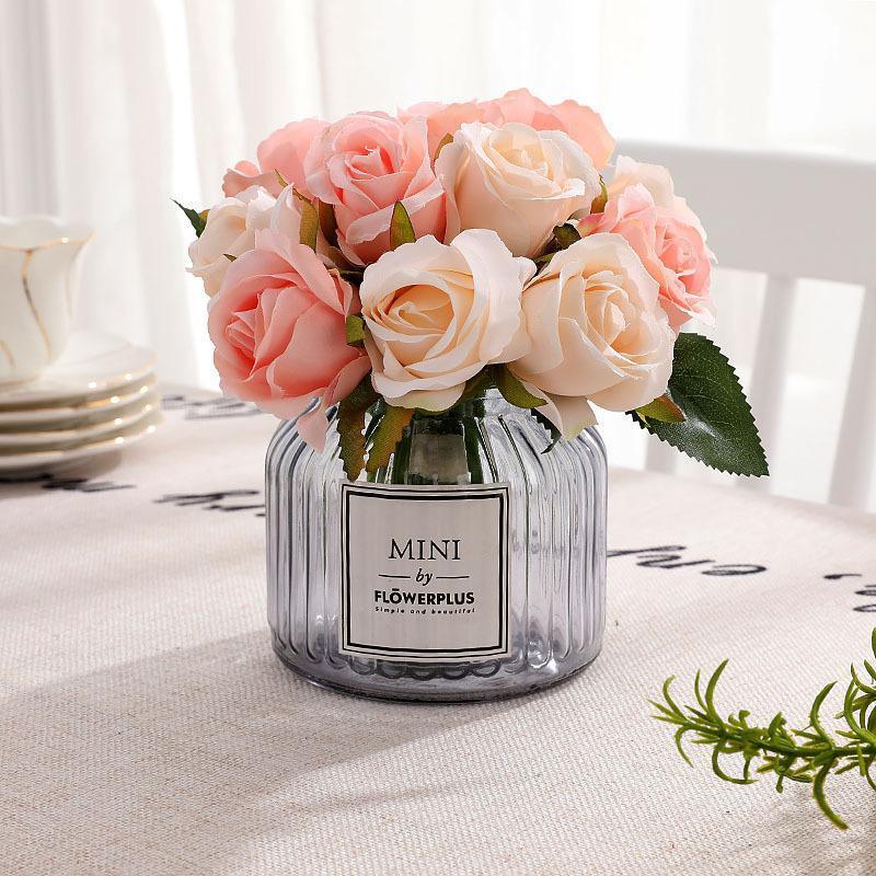 12 Heads Silk Rose Artificial Flowers Fake Bouquet - modena - Mekamart Australia