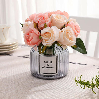 12 Heads Silk Rose Artificial Flowers Fake Bouquet - modena - Mekamart Australia
