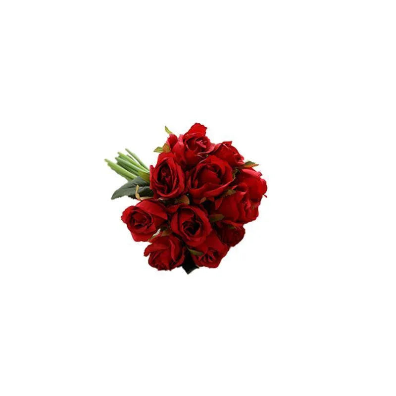 12 Heads Silk Rose Artificial Flowers Fake Bouquet - modena - Mekamart Australia