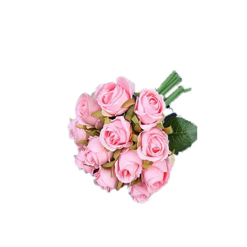 12 Heads Silk Rose Artificial Flowers Fake Bouquet - modena - Mekamart Australia