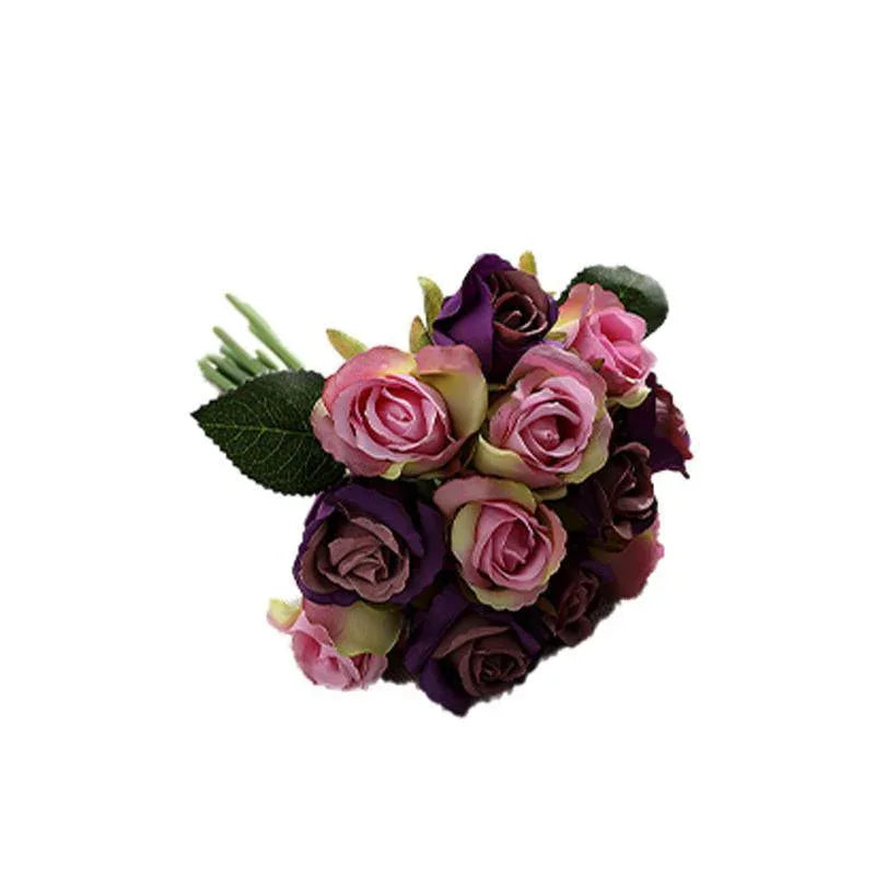 12 Heads Silk Rose Artificial Flowers Fake Bouquet - modena - Mekamart Australia