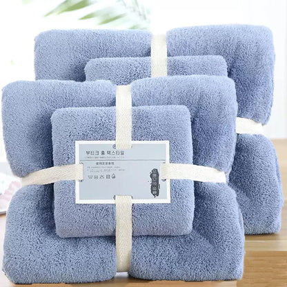 Coral Velvet Towel Set Bath Towels Soft Absorbent Quick Dry Face Hand Cloth Home - Brown - Mekamart Australia
