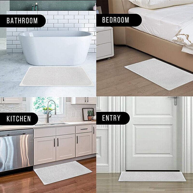 Anti Slip Shower Mat Loofah Surface Bath Rug 70x40cm White PVC Bathroom Carpet - Mekamart Australia
