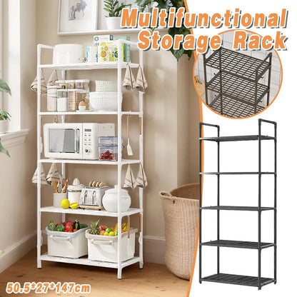 5Tiers Pot Storage Rack Pan Stand Saucepan Holder Cookware Organizer for Kitchen - White - Mekamart Australia