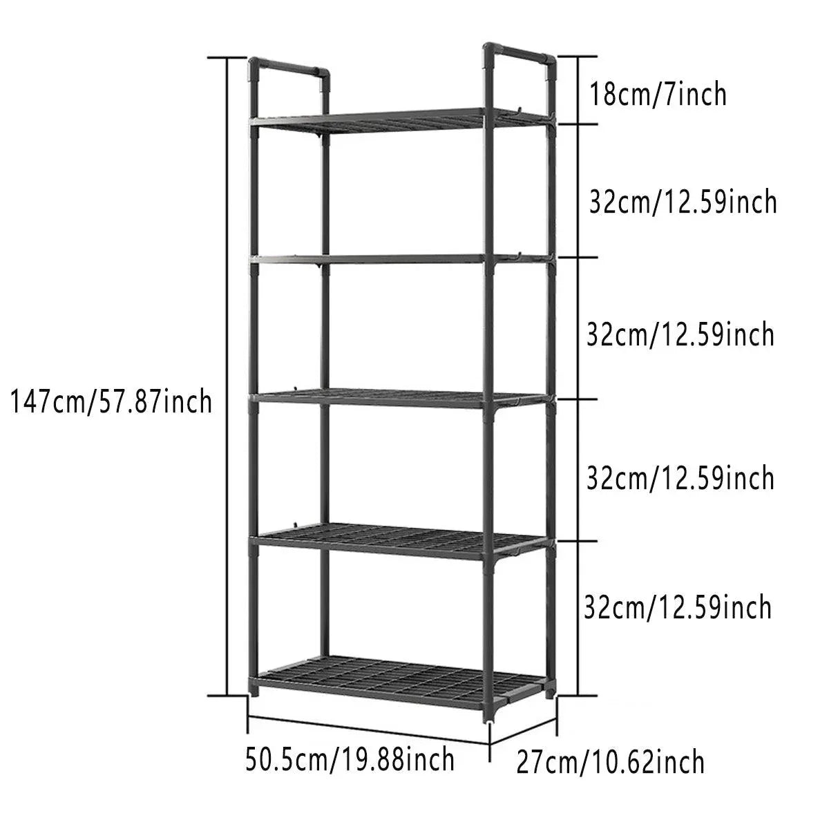 5Tiers Pot Storage Rack Pan Stand Saucepan Holder Cookware Organizer for Kitchen - White - Mekamart Australia
