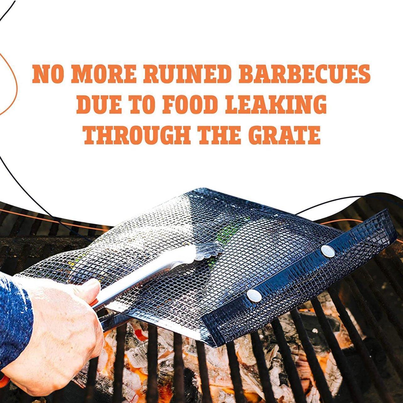 24x14CM BBQ Grilling Mesh Reusable Bag Outdoor Camping Barbecue Grill Mats Cooking Pads - Copper - Mekamart Australia