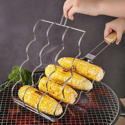 Folding Handle Corn Grill Clip Anti Scald Barbecue Tool for Home Outdoor Cooking - Mekamart Australia