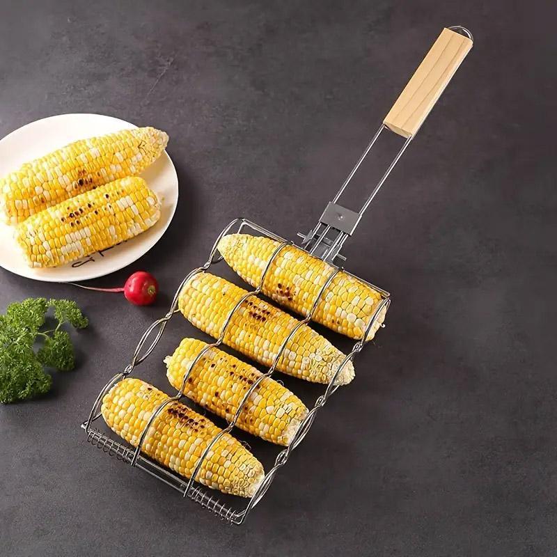 Folding Handle Corn Grill Clip Anti Scald Barbecue Tool for Home Outdoor Cooking - Mekamart Australia