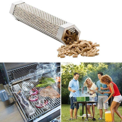 Hexagon Bbq Smoker Tube Stainless Steel Grill Accessory Smoking Box Long Lasting - 12Inch - Mekamart Australia