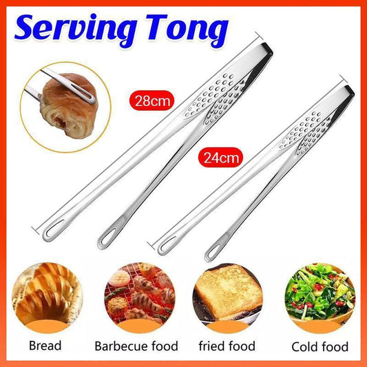 24/28Cm Stainless Steel Kitchen Grill Straight Tweezers Bbq Food Tongs Tools - 24CM - Mekamart Australia