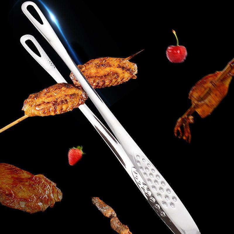 24/28Cm Stainless Steel Kitchen Grill Straight Tweezers Bbq Food Tongs Tools - 24CM - Mekamart Australia