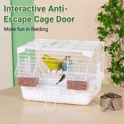 Portable Bird Carrier Cage Backpack Travel Bird Cage Outdoor Ventilated Pet Bag - Grey