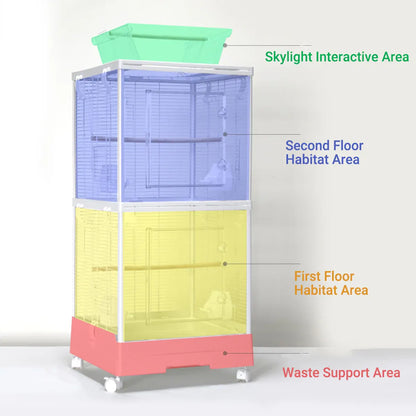 Bird Cage Double Layer Metal Villa Large Size Aviary House for Parrot Pet Indoor