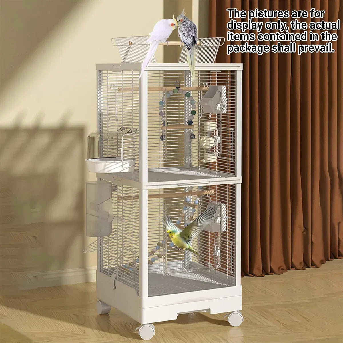 Bird Cage Double Layer Metal Villa Large Size Aviary House for Parrot Pet Indoor