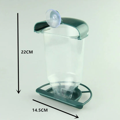Clear Plastic Automatic Bird Feeder Suspended Suction Cup Feeder with Cover