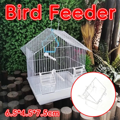 Bird Cage Feeder Hanging Clear Plastic Anti Spill with Hook