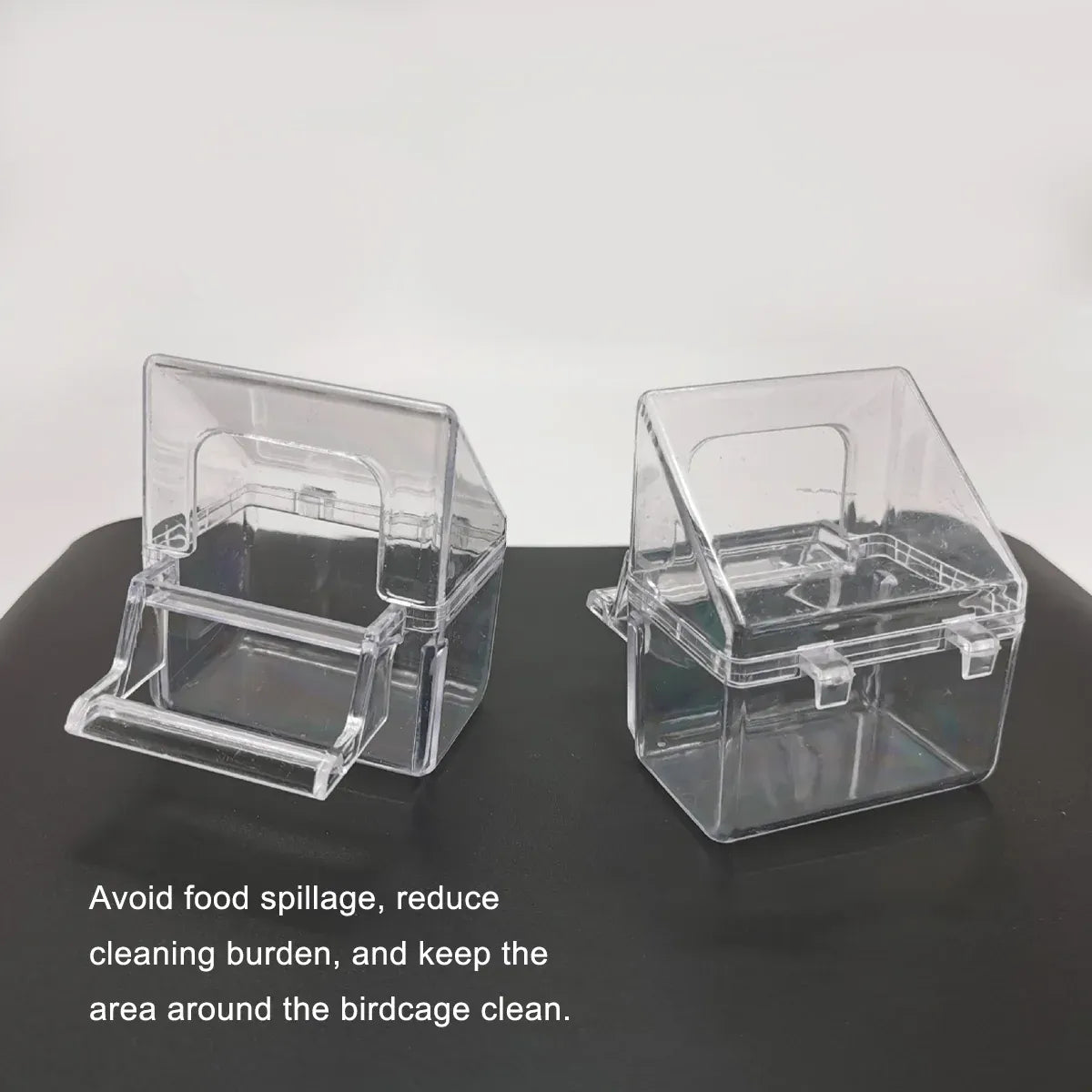 Bird Cage Feeder Hanging Clear Plastic Anti Spill with Hook