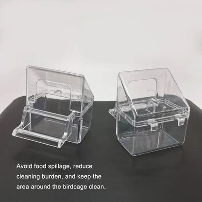 Bird Cage Feeder Hanging Clear Plastic Anti Spill with Hook