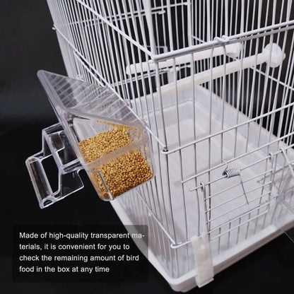 Bird Cage Feeder Hanging Clear Plastic Anti Spill with Hook
