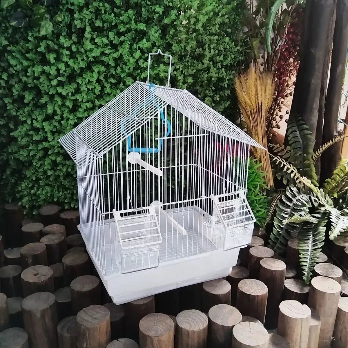 Bird Cage Feeder Hanging Clear Plastic Anti Spill with Hook