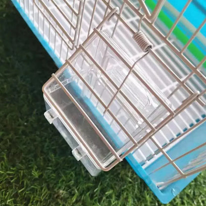 Bird Cage Feeder Hanging Clear Plastic Anti Spill with Hook