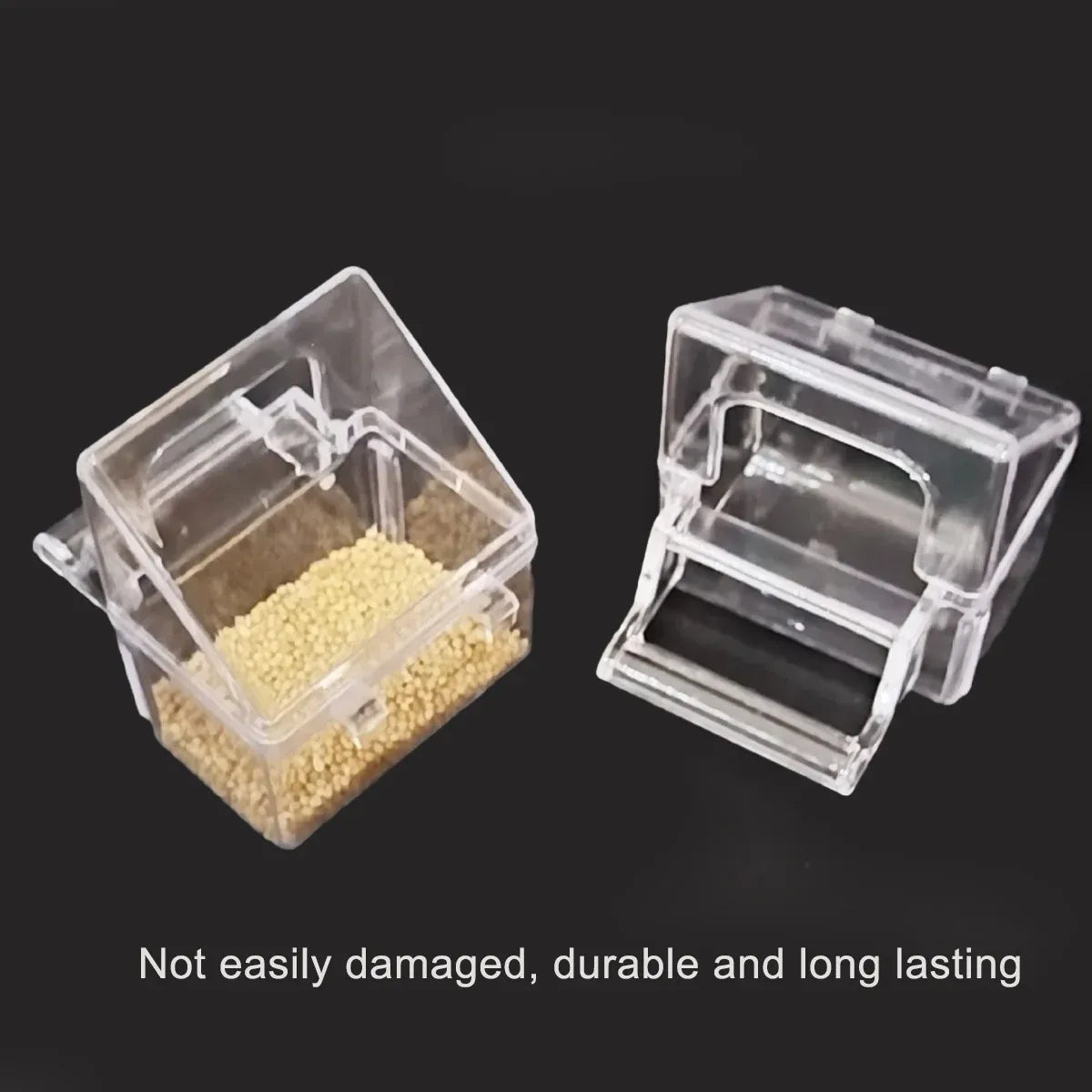 Bird Cage Feeder Hanging Clear Plastic Anti Spill with Hook