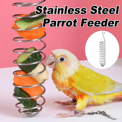 Stainless Steel Parrot Feeder Hanging Type Durable for Bird Cage Food Container