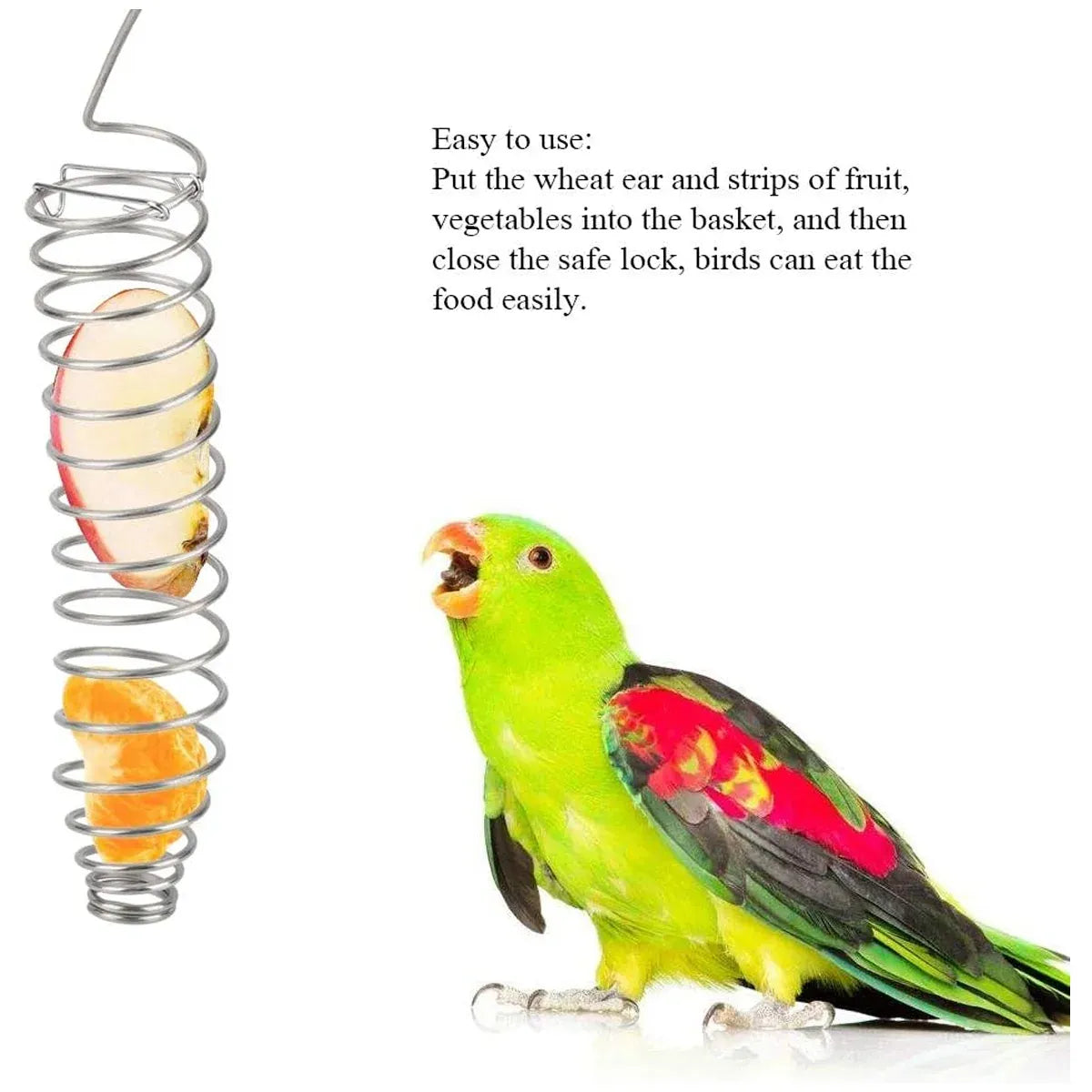 Stainless Steel Parrot Feeder Hanging Type Durable for Bird Cage Food Container