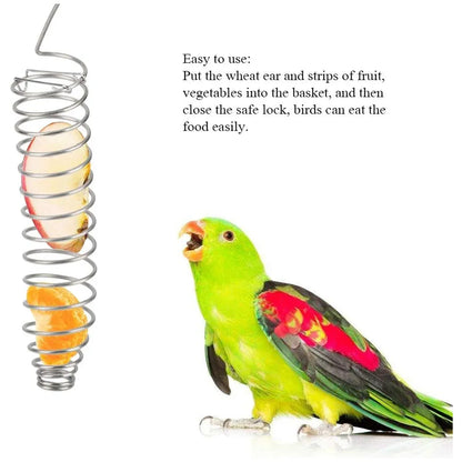 Stainless Steel Parrot Feeder Hanging Type Durable for Bird Cage Food Container