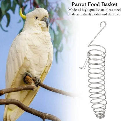 Stainless Steel Parrot Feeder Hanging Type Durable for Bird Cage Food Container