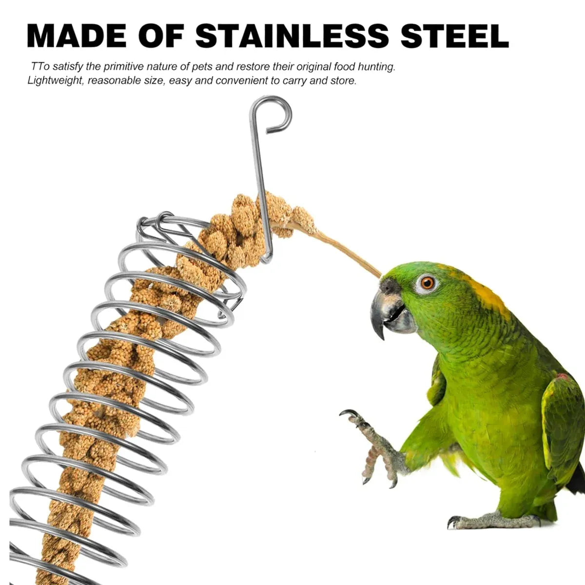 Stainless Steel Parrot Feeder Hanging Type Durable for Bird Cage Food Container