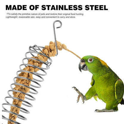 Stainless Steel Parrot Feeder Hanging Type Durable for Bird Cage Food Container