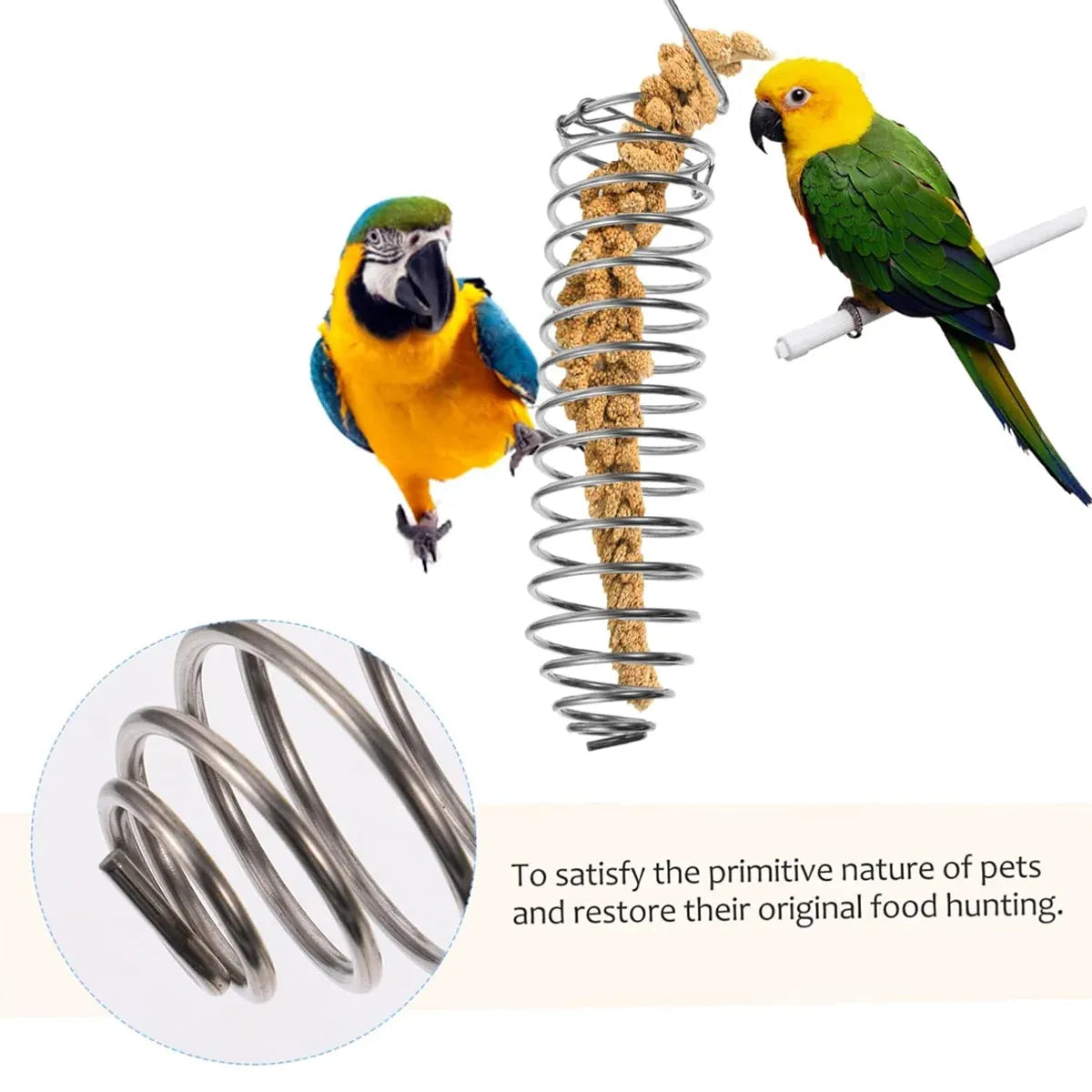 Stainless Steel Parrot Feeder Hanging Type Durable for Bird Cage Food Container