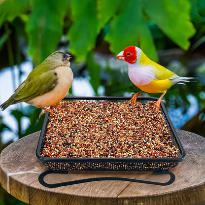 Bird Feeder Metal Square Ground Mesh Tray Feeder Garden Yard Wild Bird Feeding