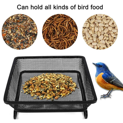 Bird Feeder Metal Square Ground Mesh Tray Feeder Garden Yard Wild Bird Feeding