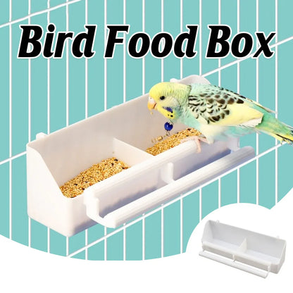 Bird Food Feeder Trough Box Water Bowl Container Cage Accessories Easy Install