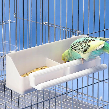 Bird Food Feeder Trough Box Water Bowl Container Cage Accessories Easy Install