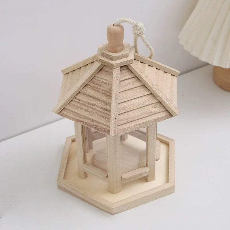 Wooden Bird Feeder Pavilion Style Birdhouse Weatherproof for Garden Outdoor