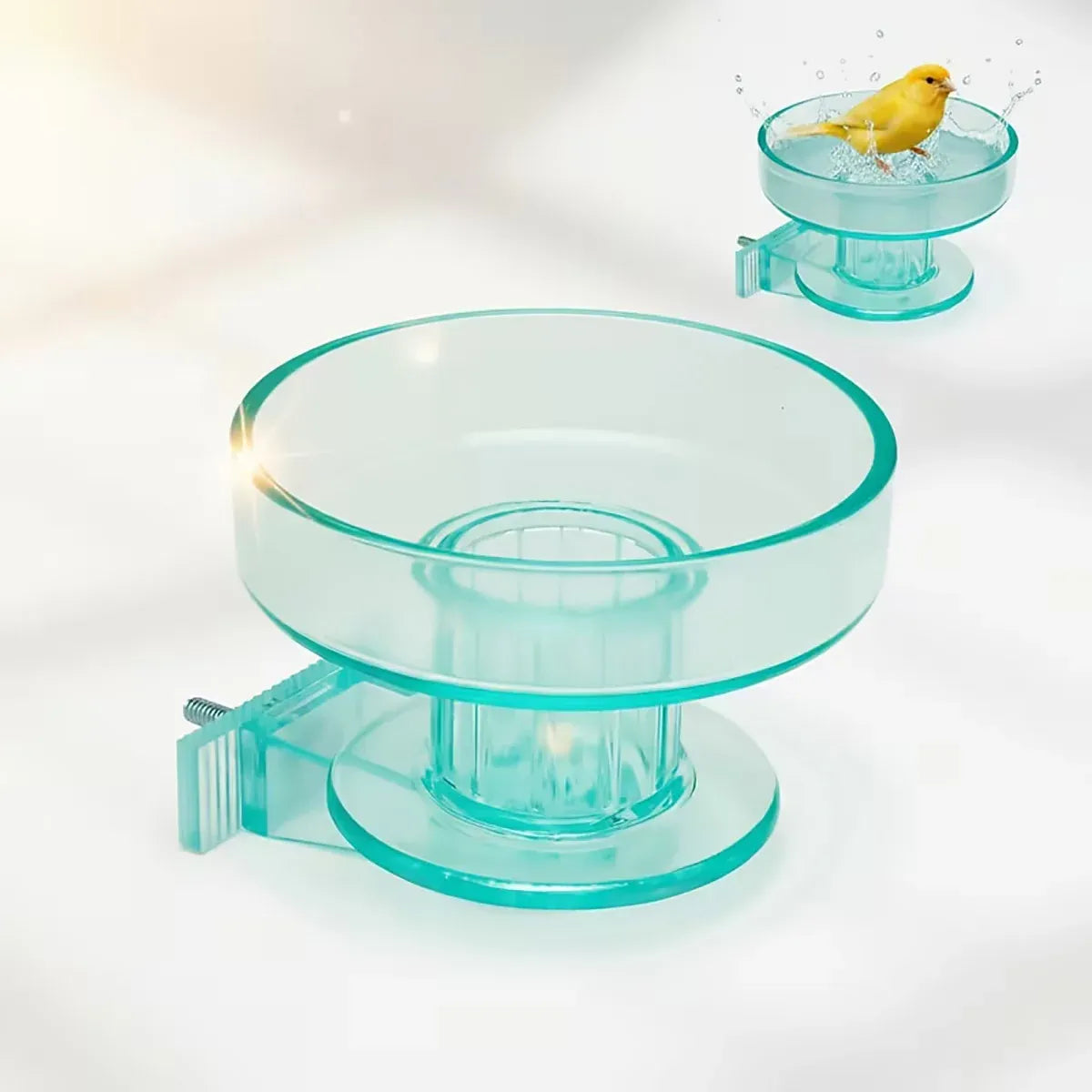Bird Cage Bath Feeder Bowl Removable PP Plastic Quick Lock Parrot Cockatiel