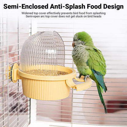 Bird Feeder Set Food Jars Cups Parrot Food Boxes Water Dispenser Troughs Cage - Pink