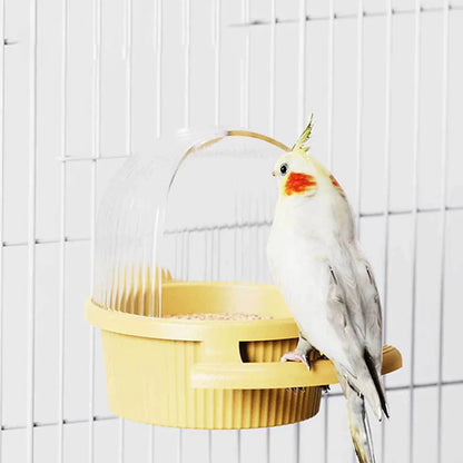 Bird Feeder Set Food Jars Cups Parrot Food Boxes Water Dispenser Troughs Cage - Pink