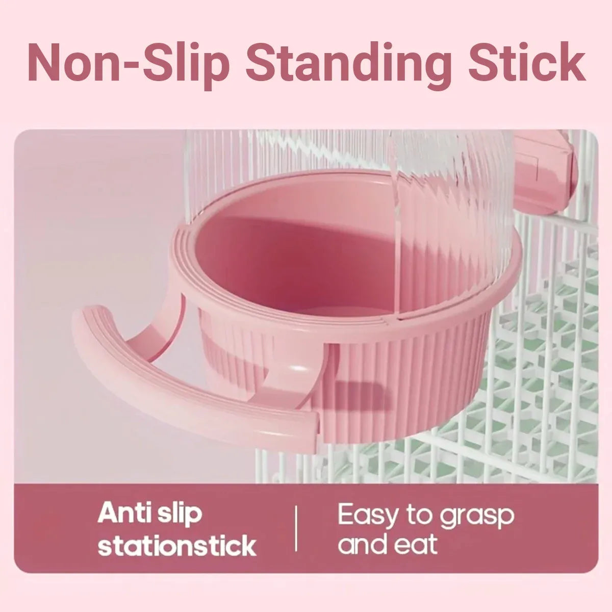 Bird Feeder Set Food Jars Cups Parrot Food Boxes Water Dispenser Troughs Cage - Pink