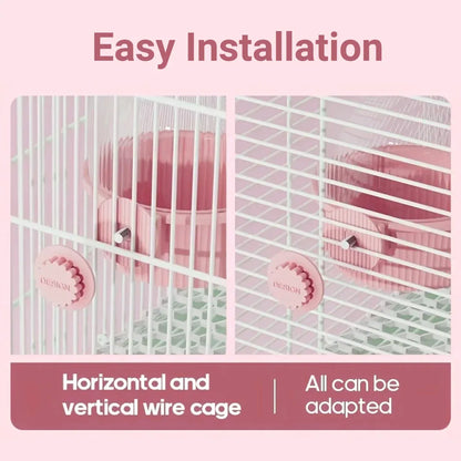Bird Feeder Set Food Jars Cups Parrot Food Boxes Water Dispenser Troughs Cage - Pink