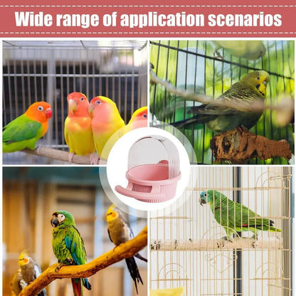 Bird Feeder Set Food Jars Cups Parrot Food Boxes Water Dispenser Troughs Cage - Pink