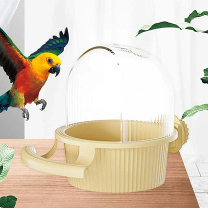 Bird Feeder Set Food Jars Cups Parrot Food Boxes Water Dispenser Troughs Cage - Pink
