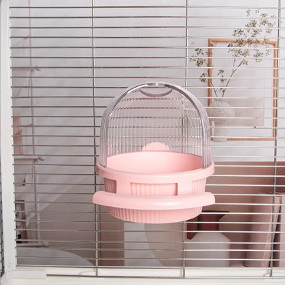 Bird Feeder Set Food Jars Cups Parrot Food Boxes Water Dispenser Troughs Cage - Pink