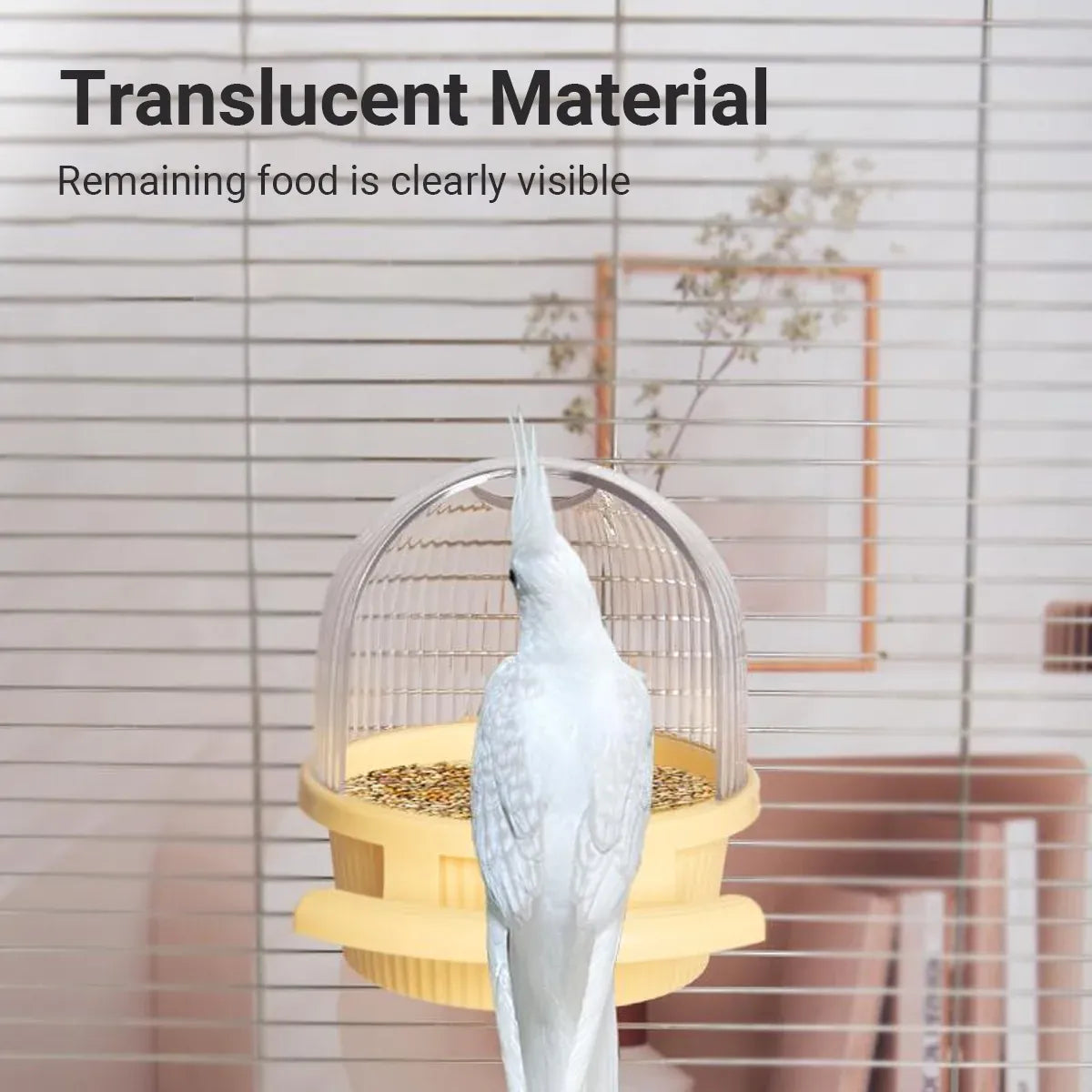 Bird Feeder Set Food Jars Cups Parrot Food Boxes Water Dispenser Troughs Cage - Yellow