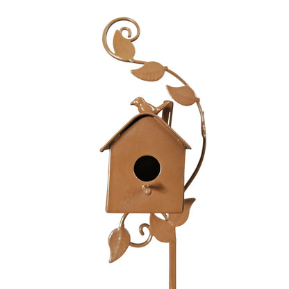 Birdhouse Garden Stakes Outdoor Yard Ornaments for Lawn and Garden Decoration - D