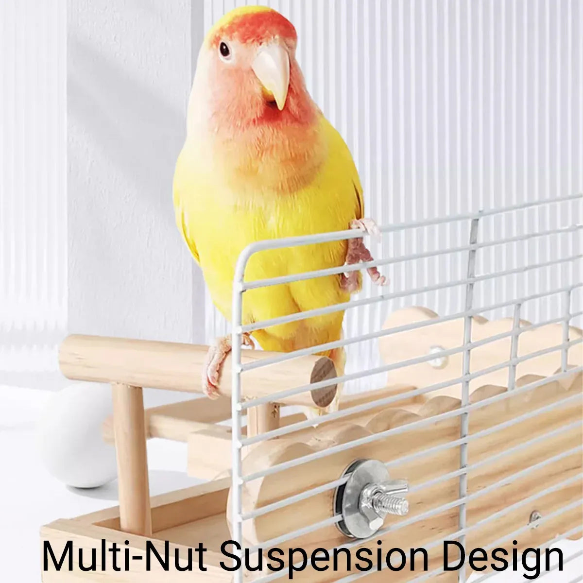 Parrot Wooden Climbing Ladder Platform Bed Stand Toy Bird Cage Resting Training