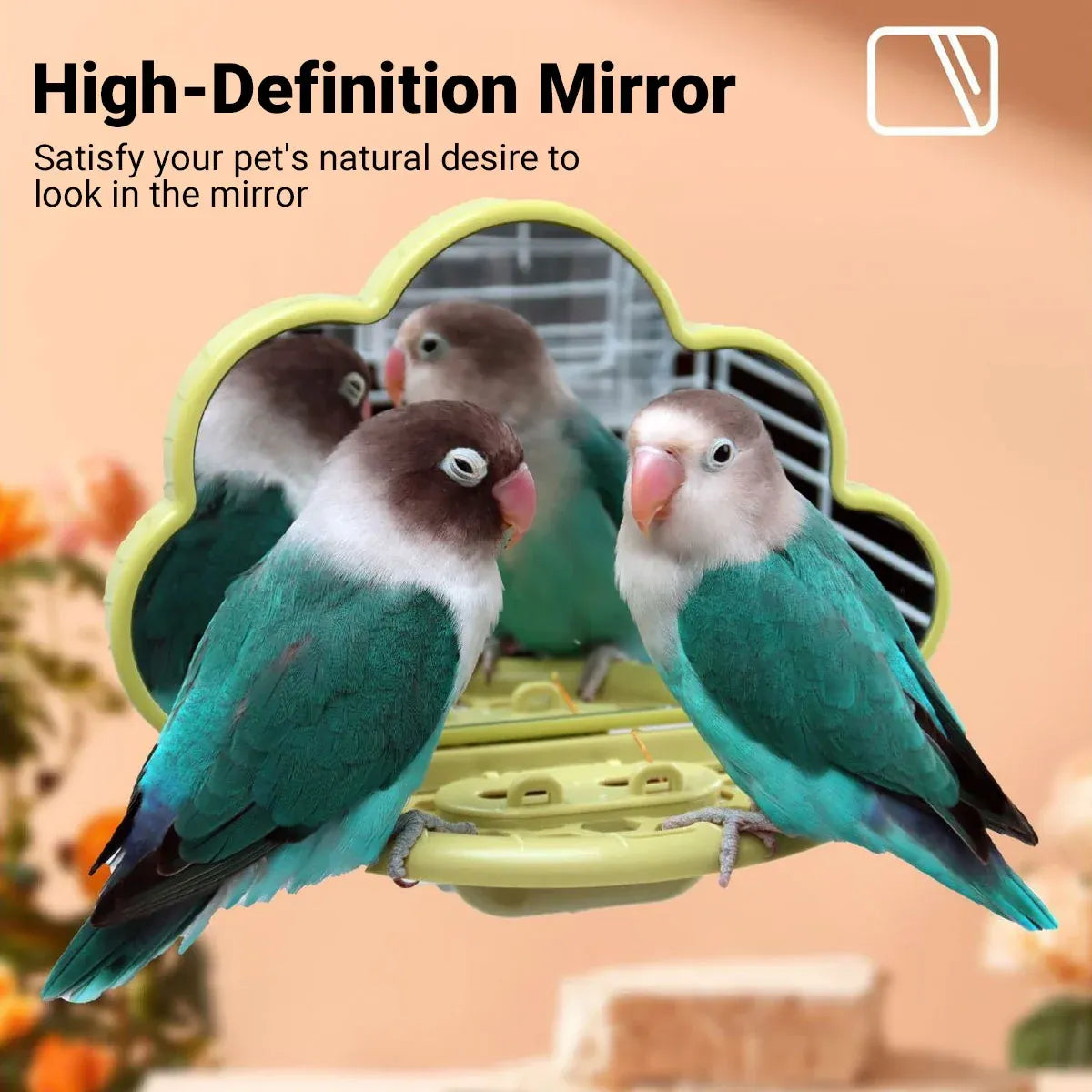 Parrot Bird Mirror Toy Stand Platform Perch Mirror Station Cage Training Play